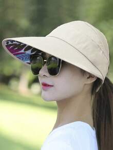 1pc Women's Summer Hat, Korean Style New Random Pattern Outdoor Sunshade Hat, Foldable Sun Protection Hat - Sun Protection - View 19