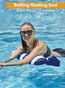 1 pièce Chaise longue multifonctionnelle pour piscine, lit flottant gonflable, chaise longue pliable rayée pour piscine, facile à transporter. Accessoire pour fête de piscine, jouet d'eau récréatif pour adultes, cadeau d'anniversaire amusant pour la famille et les amis (Pompe à air non incluse)