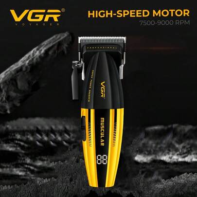  VGR Professional Adjustable Hair Clipper, 9000RPM Digital Display Hair Trimmer, Rechargeable Cordless Hair Clipper V-285