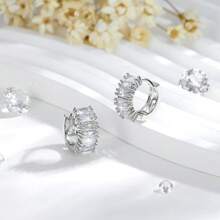 2pcs/Pair High-Quality Waist-Shaped Earrings For Women, 2-Way Wearing, Zirconia Ear Jewelry, Commuting Style, Round Face Slimming, Earring Accessory Gift