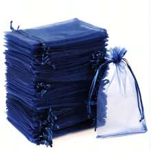 10/50/100pcs Navy Blue Gift Bags, Navy Blue Organza Candy Bags For Tableware, 10 Mixed Colors Wedding Favor Bags, Various Festival Party Packaging Supplies, Holiday Home Decor, Wedding Party Gift Packaging, Festival Activities And Party Gift Bags