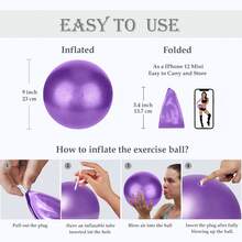 9 Inch Exercise Pilates Ball Mini Exercise Barre Ball For Yoga,Stability Exercise Training Gym Anti Burst And Slip Resistant Balls Improves Balance, Core Strength - Purple - View 6