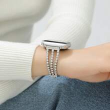 1 pezzo Cinturino per in lega di zinco con catena di strass, colore argento, adatto per Series SE/8/7/6/5/4/3/2/1, 41 mm, 40 mm, 38 mm, 45 mm, 44 mm, 42 mm