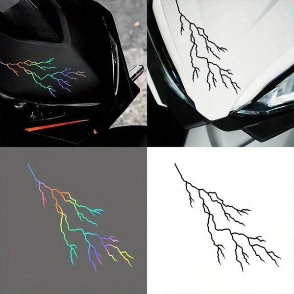 1 pieza Pegatina decorativa impermeable con efecto de relámpago para carrocería de coche o motocicleta