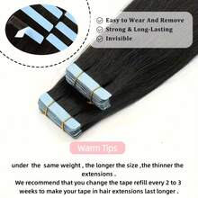 Lsybeauty 20pcs Straight Tape In 100% Remy Human Hair Extension For Salon  Multicolor  Color Black Color 1B# 16-26 Inches Silk Straight Seamless Skin Weft Hair Extension Tape In Hair Tape Ins Hair Extentions - Natural Black - View 4