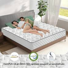 Materasso Viscoelastica 140x190 cm Memory Foam HR + Blue Latex, Antiacaro, Anallergico, Media Rigidità H3/Oeko-TEX Certificato, Ortopedico, 8 Zona Molle Insacchettate, Altezza 26cm