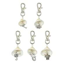 5pcs Shell & Ocean Theme Alloy Pendant Decorations, With Alloy Swivel Lobster Claw Clasps, Antique Silver Color, 75~88mm, 5pcs/Set ,For Car Key Bag Ornament