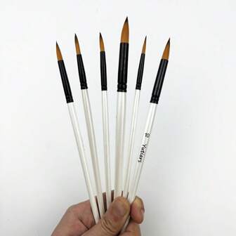 Set de 6 pinceles redondos de cerdas blancas de nailon con cabezal angular para artistas, para pintura acrílica, óleo, acuarela, para pintar Body, cara, roca, lienzo. Suministros de arte y manualidades para adultos. Regalo para Navidad, Halloween, Acción de Gracias.