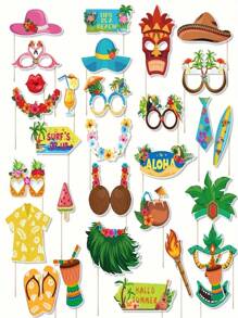 30 Stücke Hawaii Fotobox Requisiten Set, tropische Party Zubehör mit bunten Sonnenbrillen, Blumenkränzen, Aloha Hemden, Sommer Eis und Strand-Themen Deko, ideale Geschenke für Vatertag, Frauen, Schulanfang, Heimdekoration, Geburtstag, Cowboy Party, Partys, Hawaii Luau, für Familie, Freunde, Geschwister, Nachbarn, Kollegen, Lehrer und Schüler