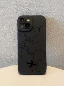 حافظة هاتف سوداء مع ديكور كاميرا بنمط مسار طائرة، متوافقة مع Apple 16 Pro Max، 16E، 14، 13، 12، 11 Pro MAX، XS Max ، XR، 8، 7، 6S، Plus، Mini و Galaxy A13 5G، S21 FE 5 G، A21S ، A34،A12،S21، STC. هدية مضادة للسقوط لعيد الميلاد أو صديقتك/صديقك