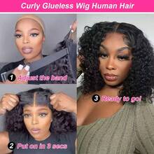 Glueless Put On And Go 13x6 Lace Deep Wave 13x4 Lace Front Wigs Human Hair Pre Plucked With Baby Hair 200% Density HD Transparent Lace Frontal Wigs For Women Human Hair Lace Front Wigs Deep Curly Lace Front Wig No Glue Needed Ready To Go Human Hair Wig - Natural Black - Xem 8