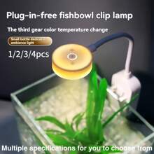 1/2 Unidades Lámpara de iluminación para acuario con pinza, 3 fuentes de luz de color, conmutación entre modos de luz blanca, cálida y neutra, brillo ajustable, cabeza giratoria 360°, flexible y portátil, tamaño pequeño, alimentada por batería (batería no incluida)/versiones recargables, adecuada para plantas de acuario, recipiente de vidrio, pequeño estanque de agua dulce, accesorio de iluminación para acuario, lámpara para pecera, lámpara para libros pequeños