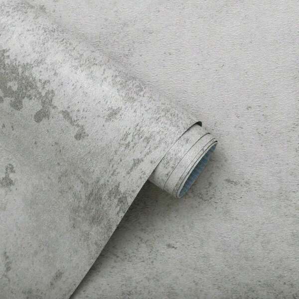 1 Roll Of Industrial Concrete Countertop Self-Adhesive Waterproof Wallpaper, Self-Adhesive Detachable Wall Vinyl Retro Cement Wallpaper, Bedroom Living Room Background Wall Decoration, Kitchen Countertop Bookshelf Home Decoration And Furniture Renova Wall Paper Wall Stickers Room Decor Wall Sticker