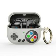 Carcasa protectora de silicona clásica de estilo retro de dibujos animados de 2 mm de grosor, con gancho dorado compatible con Samsung Galaxy Buds3 y Buds3 Pro, anti-caída