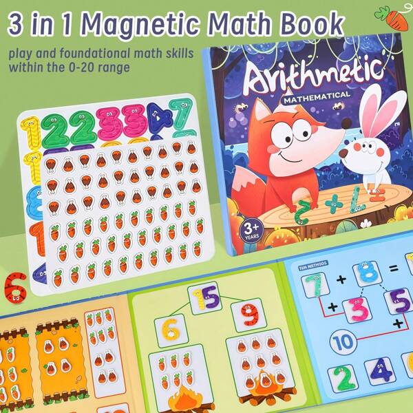 Kindermagnetisches Zahlen-Buch, Spaßiges Mathe-Additions- und Subtraktionsfrühlernen, Bildungskit, geeignet für 3-8 Jahre Jungen & Mädchen, Muss-haben für den Schulstart, Vorbereitung für Kindergarten & Grundschule, kreatives Geschenk für Feiertage