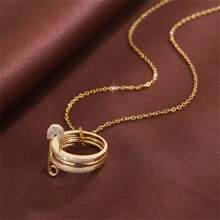 18K Gold Plated Elegant Detachable Three-Color Pin Satckable Circle Pendant Necklace For Women, Cubic Zirconia-Perfect For Party, Anniversary And Daily Wear