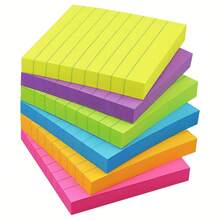 Bộ 1/6 tập giấy ghi chú có dòng kẻ 3x3 inch, màu sắc tươi sáng, giấy ghi chú siêu dính nhiều màu, 50 tờ/tập, 1/6 tập. - Nhiều màu - Xem 9
