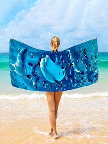 1 件大号沙滩巾，可爱卡通恐龙、海豚、老虎动物印花超大号沙滩巾，男女适用，速干吸水柔软大号沙滩巾，户外运动礼物，轻盈柔软，适合露营、沙滩、冲浪、游泳必备多功能沙滩巾、沙滩配件、泳池浮圈 - 彩色 - 查看 7