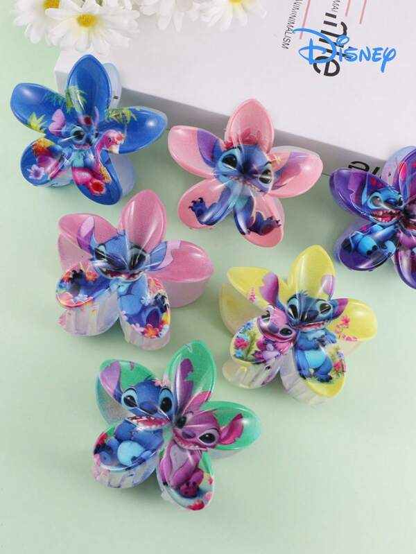 Disney Cute Stitch Graffiti Hair Clip Anime Cartoon Printed Egg Flower Grab Clip