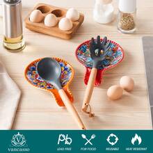 vancasso 2-Piece Poreclain Spoon Rests, Ceramic Decal, Bohemian Style, Polychrome, Red And Orange Set - Red - View 3
