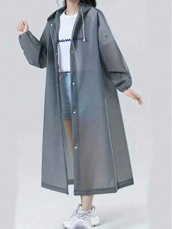 1 pieza, Capa de lluvia con capucha portátil y reutilizable, Capa de lluvia con capucha de EVA unisex, Equipo de lluvia impermeable y ligero, Ropa exterior para mujer, Adecuado para viajes al aire libre, escuela, oficina, hogar, viajes y útiles escolares