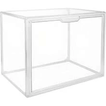 Clear Stackable Plastic Storage Bins With Magnetic Lid, Dustproof Book & Cosmetic Display Cases, Large Figures Collectibles Showcase, Shoe Box, Protection Organizer (Transparent, L-3 Pack)