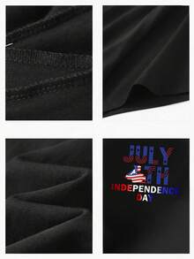 1pcs Graphic Casual Men Plus Size TShirts Independence Day Tee 100% Cotton For July 4th Celebrations, Patriotic Apparel, USA Flag Design, Comfortable Fit, Daily Wear - Black - View 3
