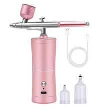 Professional Cordless Airbrush Kit USB Rechargeable, Portable & Lightweight For Painting, Makeup, Haircuts, Nail Art & More With Cleaning Brushes Tools - 中腰粉+刷 - 查看 3