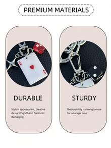 1/3件套扑克牌骰子钥匙扣，带星星吊坠，黑桃、方块、梅花合金金属钥匙圈，装饰钥匙扣，可挂在包包上，卡通数字主题配饰，汽车钥匙扣，吊坠，手机挂绳，汽车挂饰，钥匙链 - 彩色 - 查看 6