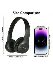 Wireless Headphones, Foldable, Extendable, Affordable Gift For Valentine's Day And Christmas, With Stereo Sound, Bass, MP3 Player, Portable - Black - View 6