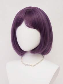 XYUNMI Cool Brown Bob Wig Short Straight Hair With Bangs 12 Inch Lightweight Breathable Women's Heat Resistant Synthetic Wig For Daily Wear Party Role Play Beautiful Natural Lively Cute Short Hair