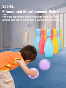 1 Set de Bolos para Niños - Juguete interactivo para padres e hijos, educación temprana para niños y niñas mayores de 3 años. Incluye bolas de plástico para actividades deportivas de ocio, para uso en interiores, jardín de infancia, actividades deportivas al aire libre y juegos de competición. Un regalo ideal para las vacaciones.