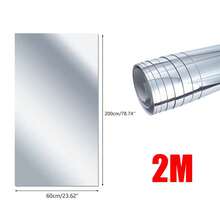 2PCS 2m Large Mirror Wall Sticker Roll Self Adhesive Bathroom Room DIY Decor Stick On - Silver - View 3