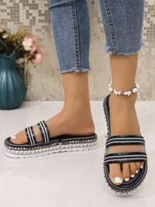 Sandalias de plataforma gruesa con purpurina, zapatos cómodos para mujer - Modelo 2025