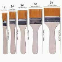 1/6pcs Nylon Paint Brush, Short Wooden Stick Art Paint Gouache Brush, Acrylic Wall Painting Brush, Art Supplies, Perfect For Art, Acrylic, Oil Painting, Electronics And Printing Board Cleaning, Tool Brush, Barbecue Brush, Board Brush, Paint Brush, Dust Cleaning Brush, Art Brush, Oil Paint Brush, Computer Keyboard Brush, Small Bristle Brush, Wooden Handle Nylon Board Brush Oil Painting Brush