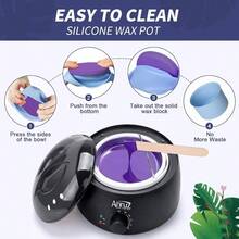 Kit de depilación con cera para mujeres y hombres que incluye: 1 bol de silicona, 4 bolsas de perlas de cera dura, 30 paletas aplicadoras para uso en casa. Calentador de cera para todo el Body, bikini, cejas y piel sensible - como en la foto - Ver 5