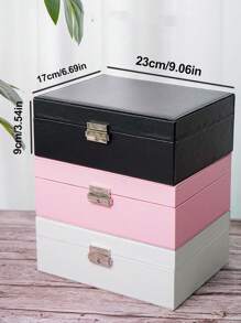 1 pièce Boîte à bijoux grande capacité, boîte de rangement simple pour bijoux, boîte à bijoux multifonctionnelle à double couche, boîte de rangement pour cosmétiques de salle de bain, boîte cadeau, boîte de rangement pour la maison, porte-bijoux, boîte à bijoux portable, boîte à accessoires minimaliste, décoration de mariage, boîte à bague, boîte cadeau, boîte de rangement, boîte de rangement pour boucles d'oreilles, sac à maquillage, articles de voyage essentiels, articles de vacances essentiels, convient pour les boucles d'oreilles, les colliers, les bagues, les bracelets, l'affichage et le rangement des bijoux pour les femmes, organisateur de rangement, articles de voyage essentiels, cadeau