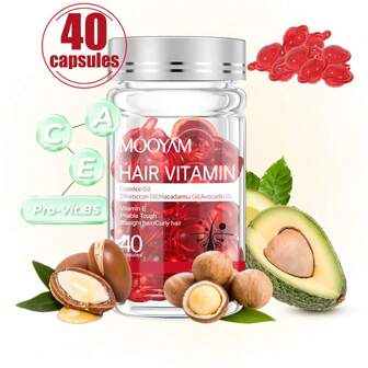 40 Capsules Hydration Hair Serum - Nourishing Blend Of Argan, Macadamia, And Avocado Oils - Vitamins A, C, E, And Pro B5 For Silky, Soft, And Manageable Hair - Suitable For Dry Hair, Women And Men