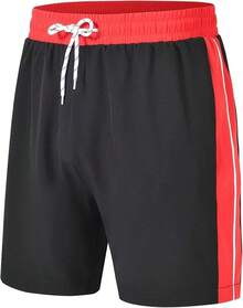 Shorts de baño para hombres de secado rápido con bolsillos con cremallera y forro de malla - Dk3108 Negro - Ver 2