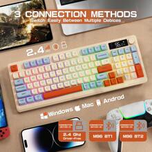 M96 Wireless Gaming Keyboard, Knob Control Bluetooth/2.4G Wireless, Mechanical Feeling, RGB LED Backlit With Display Screen, PBT Keycap, 3000mAh, US Layout Compatible With Win/