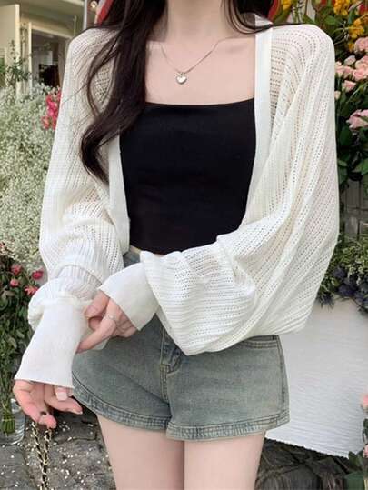 女士针织罩衫、夏季薄款防晒披肩、短款外套、轻便夹克