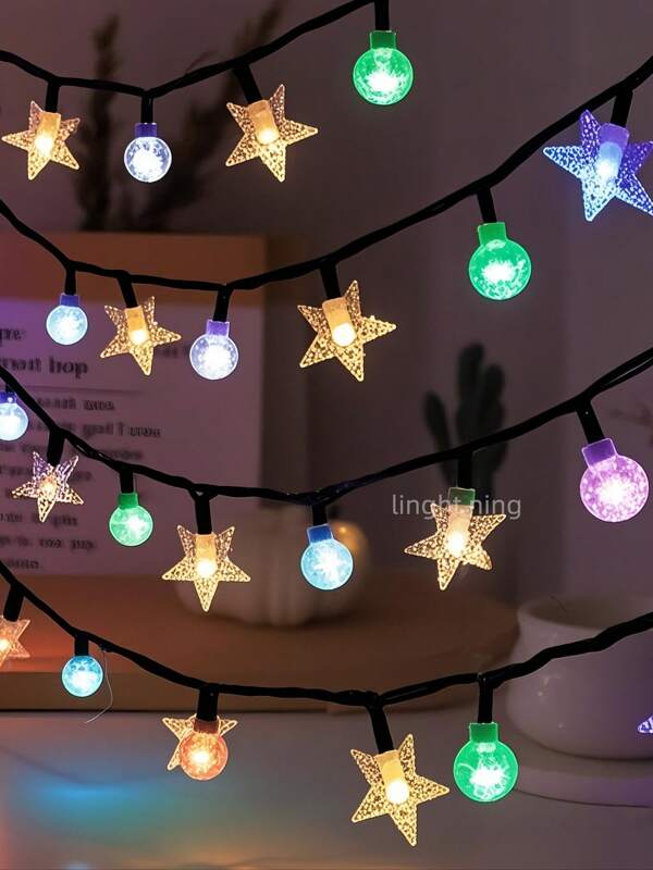 Solar String Lights, LED Fairy Lights, Waterproof Outdoor Lights, Energy-Saving, Multicolor Glow, Warm White Light, 8 Modes, Crystal Ball Lights, Star Lights, Bubble Lights, Garden Decor