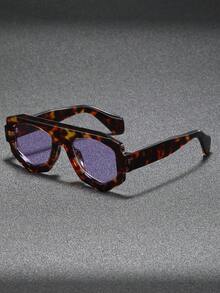 1pc Men's Oversized Square Flat Top Personalized Fashion Sunglasses, Suitable For Outdoor, Cycling, Beach Parties, Windproof - Nhiều màu - Xem 2