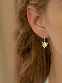 925 Sterling Silver Women's Hypoallergenic Earrings With Cubic Zirconia Heart Pendant, Classic Fashion Earrings Suitable As Birthday/Valentine's Day Gift