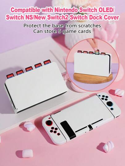 2pcs Protective Case & Dock Cover,Holds 5 Game Cards, Protects The Base From Scratches And Dust,Compatible With Nintendo Switch OLED/Switch NS/New Switch2 (2025)