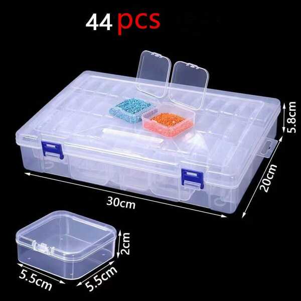 1 Pc (14/20/30/44 Grids) Transparent Compartment Storage Box, Organizer For Small Jewelry And Accessories, Small Box Size 5.5*5.5*2CM