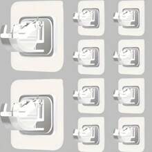 10pcs No Drill Curtain Rods Brackets, Wall Hooks, Adhesive Curtain Rod Holders With No Nails, Adjustable For High Curtains, Suitable For Bathroom, Kitchen, Home And Hotel, No Drill Needed Back To School Bathroom Decor