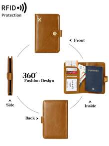 MIYIN 1 pièce Porte-passeport minimaliste accessoire de voyage - rangement pratique Porte-passeport multi-cartes en PU - fermeture par pression motif avion fournitures de vacances articles de voyage Portefeuille de passeport accessoires de voyage affaires décontractées femme et homme indispensables de voyage incontournables pour le voyage et la rentrée scolaire pour offrir à la famille, aux amis, aux amoureux