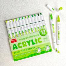 Set de regalo de 12 colores de bolígrafo de marcador acrílico de punta doble para estudiantes, arte DIY, graffiti, pintura, suministros escolares, vuelta al cole