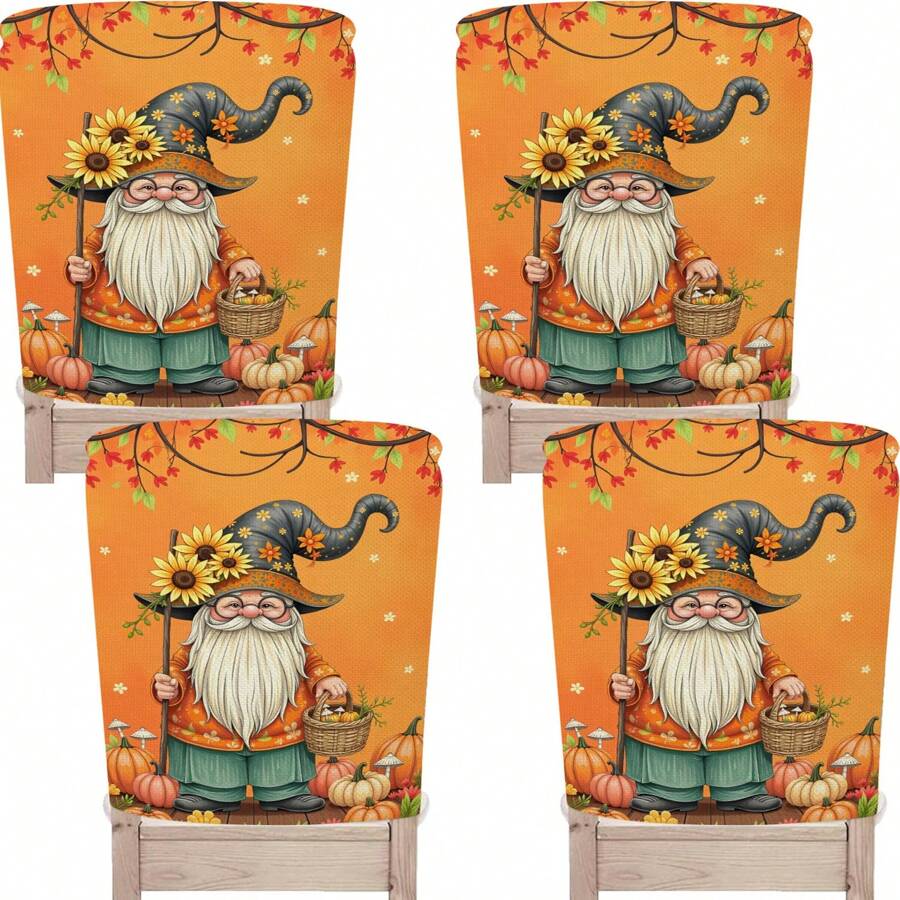 1pc/4pcs Autumn Maple Leaf & Pumpkin Car Seat Cover Protector, Washable Summer Dining Chair Cover Suitable For Home, Restaurant, Living Room, Kitchen Decor
